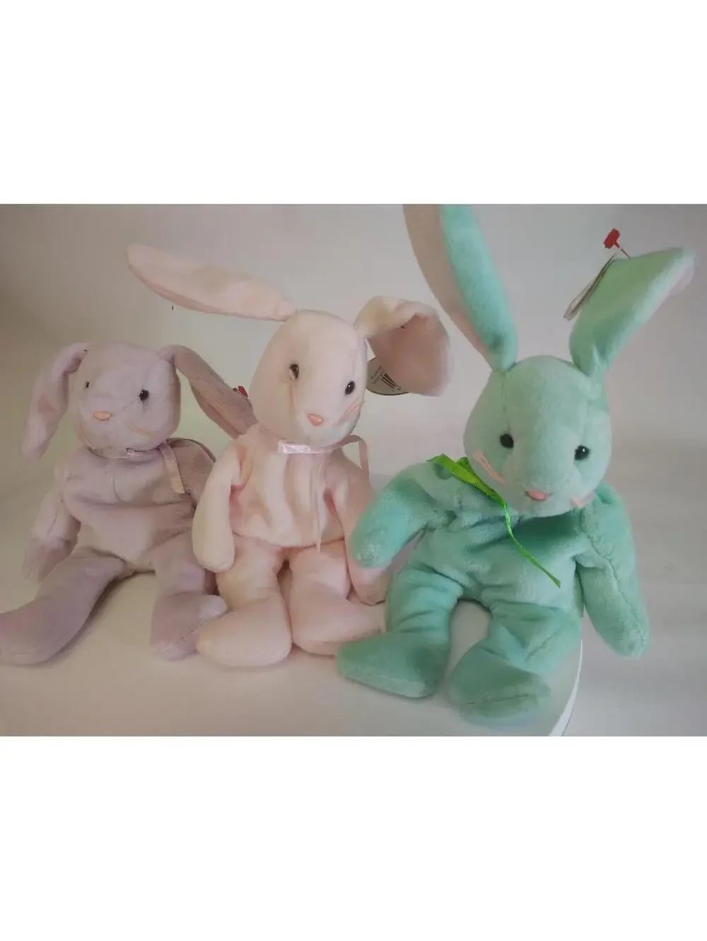 TY BEANIE BABIES 1996 EASTER BUNNIES HIPPITY HOPPITY FLOPPITY PLUSH SET W/ TAGS